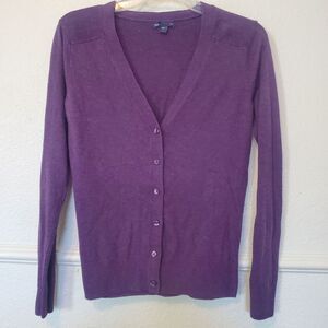 Vintage GAP Cardigan Sz S Cotton Nylon Acrylic Purple Button Up